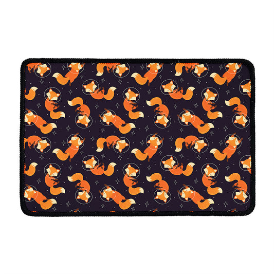 Space Fox Pattern Print Kitchen Mat