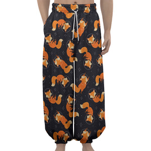 Space Fox Pattern Print Lantern Pants