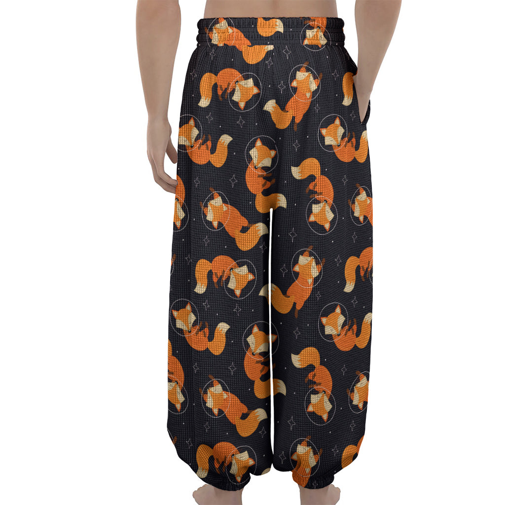 Space Fox Pattern Print Lantern Pants