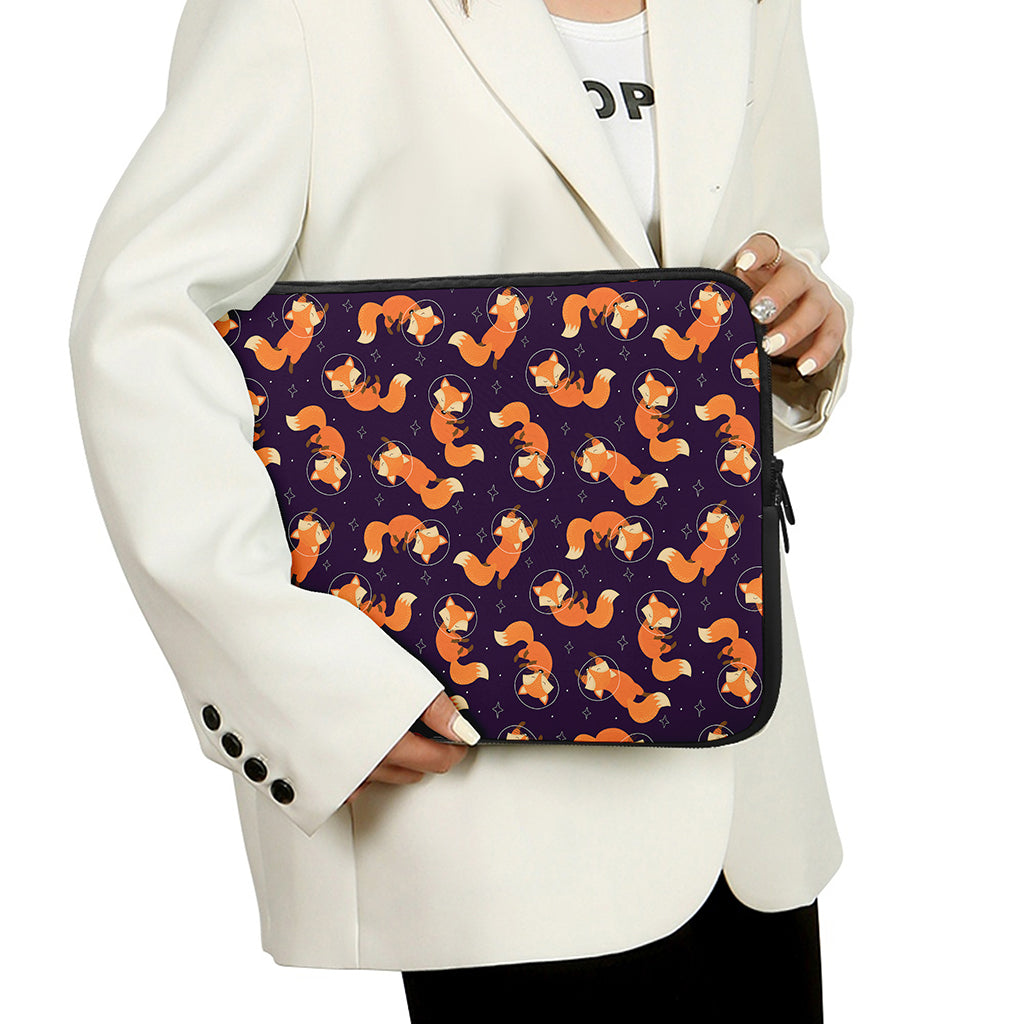 Space Fox Pattern Print Laptop Sleeve