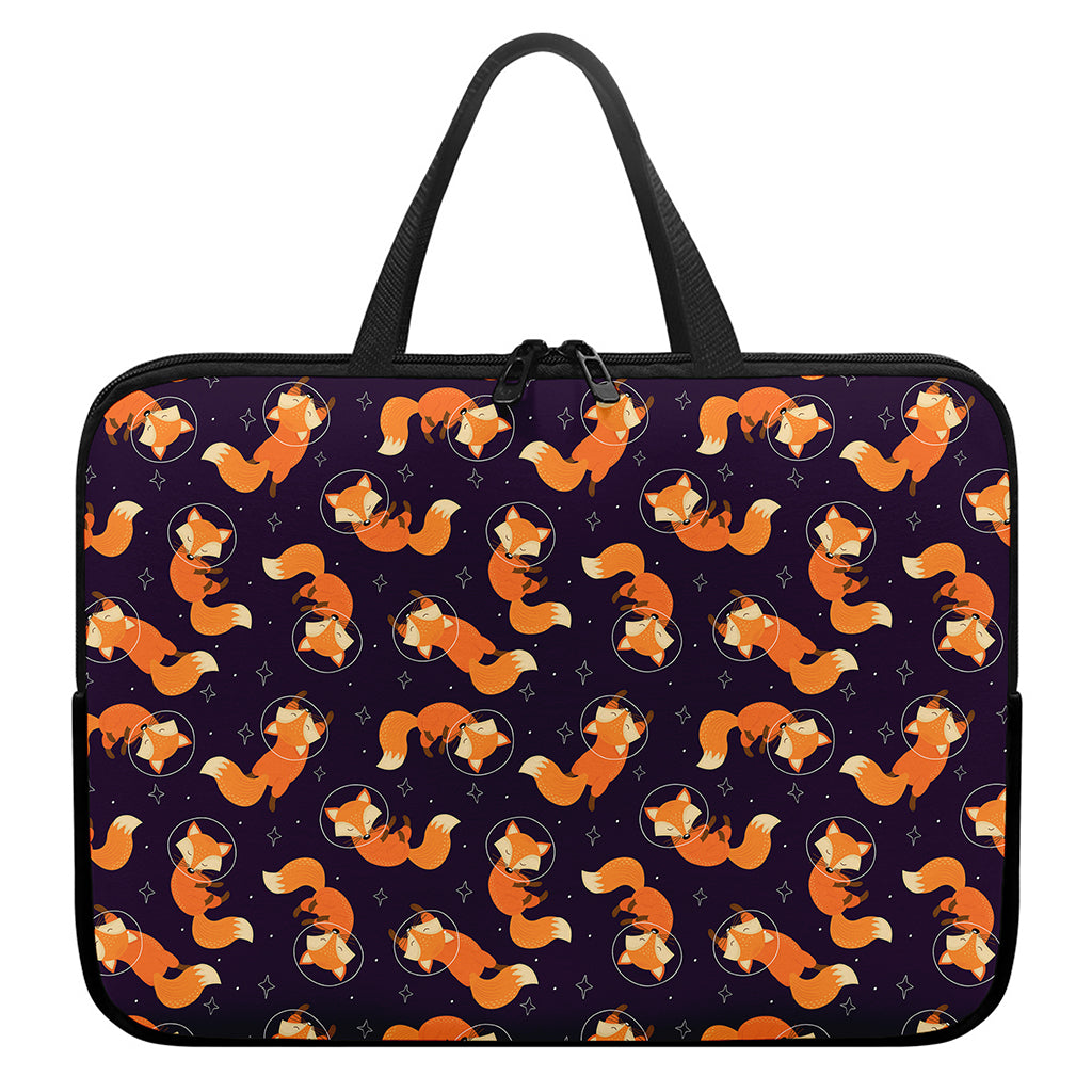 Space Fox Pattern Print Laptop Sleeve With Handle
