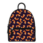 Space Fox Pattern Print Leather Backpack