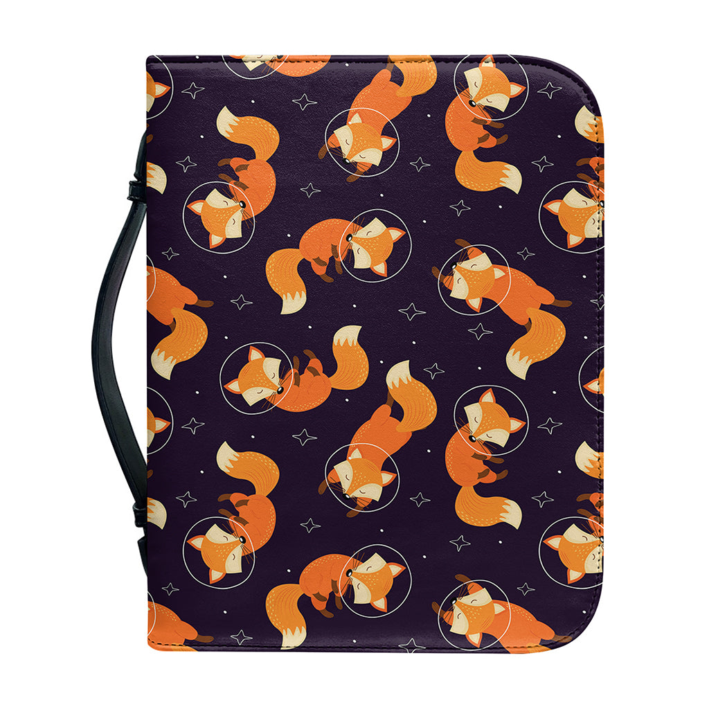 Space Fox Pattern Print Leather Bible Cover