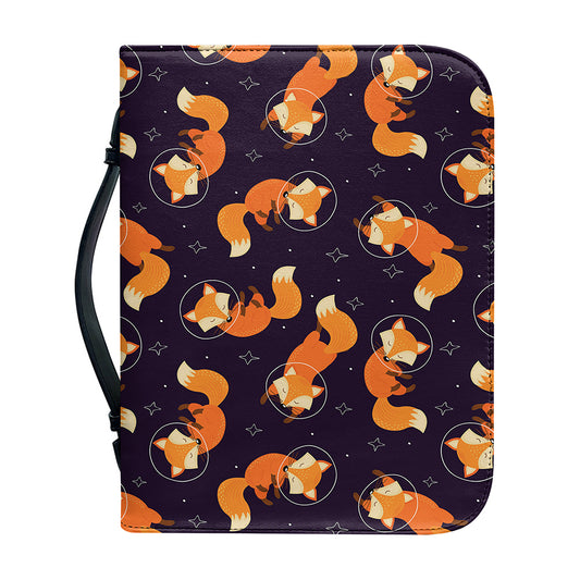 Space Fox Pattern Print Leather Bible Cover