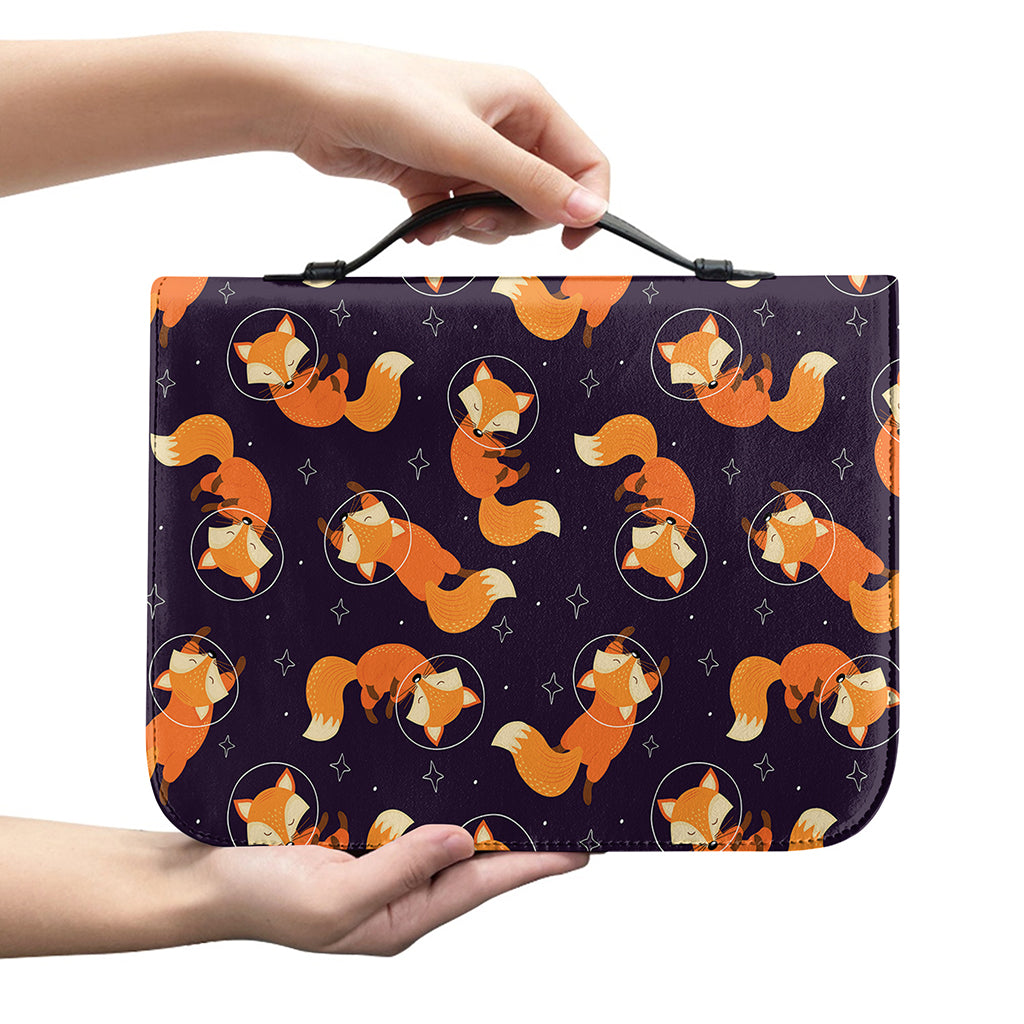 Space Fox Pattern Print Leather Bible Cover