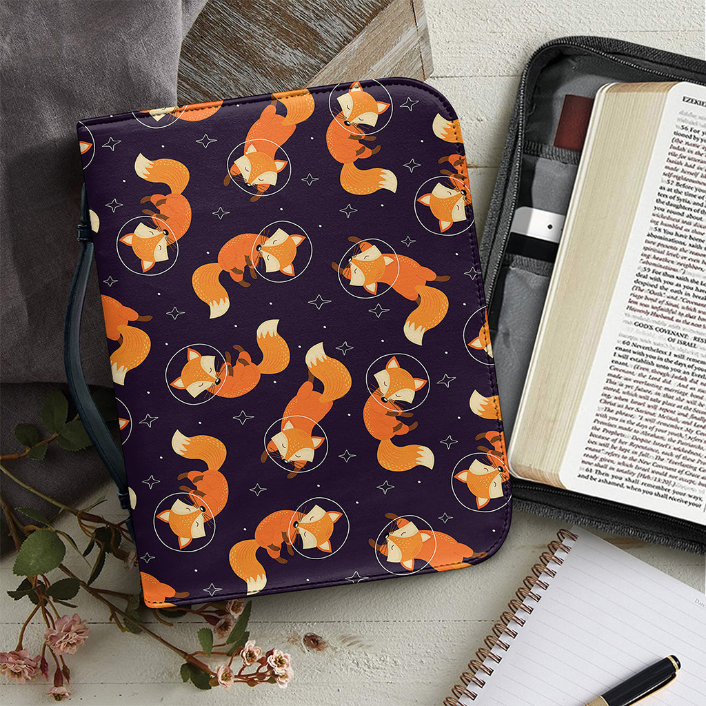 Space Fox Pattern Print Leather Bible Cover