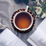 Space Fox Pattern Print Leather Coaster Set