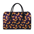 Space Fox Pattern Print Leather Duffel Bag