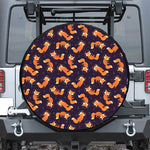 Space Fox Pattern Print Leather Spare Tire Cover