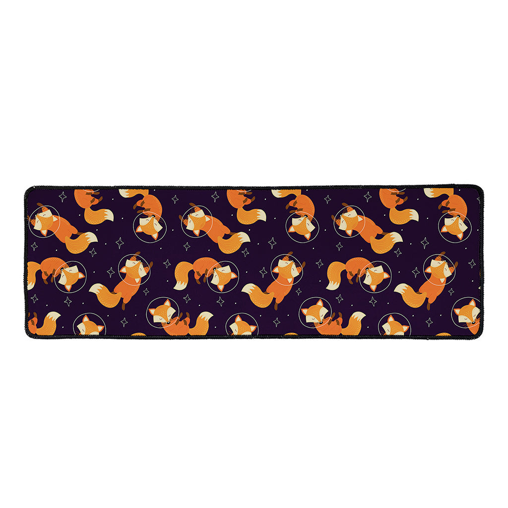 Space Fox Pattern Print Long Kitchen Mat