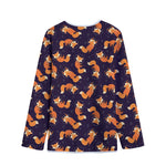 Space Fox Pattern Print Long Sleeve Short Coat