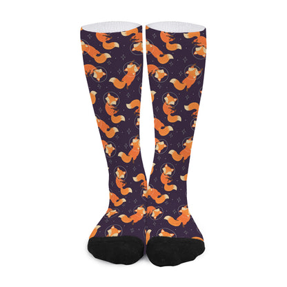 Space Fox Pattern Print Long Socks