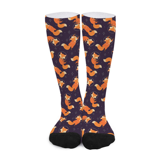 Space Fox Pattern Print Long Socks