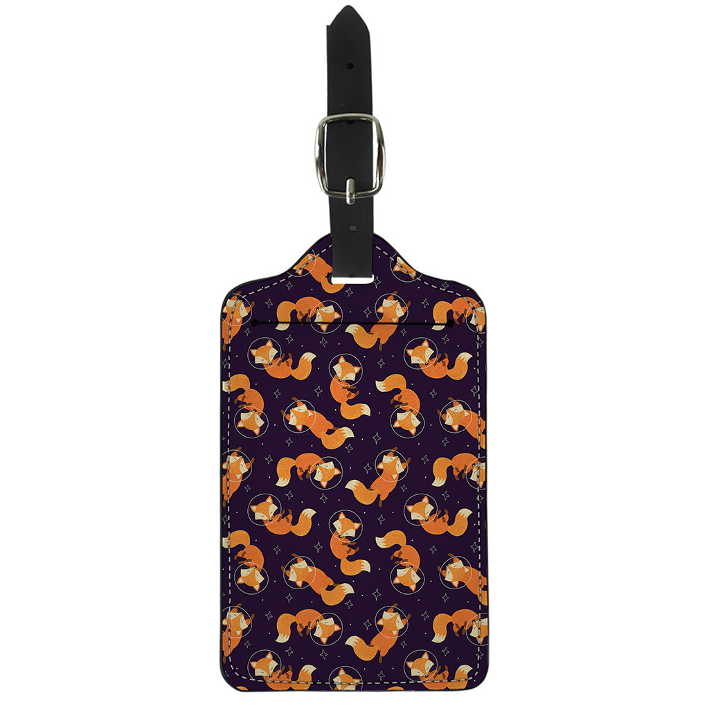 Space Fox Pattern Print Luggage Tag