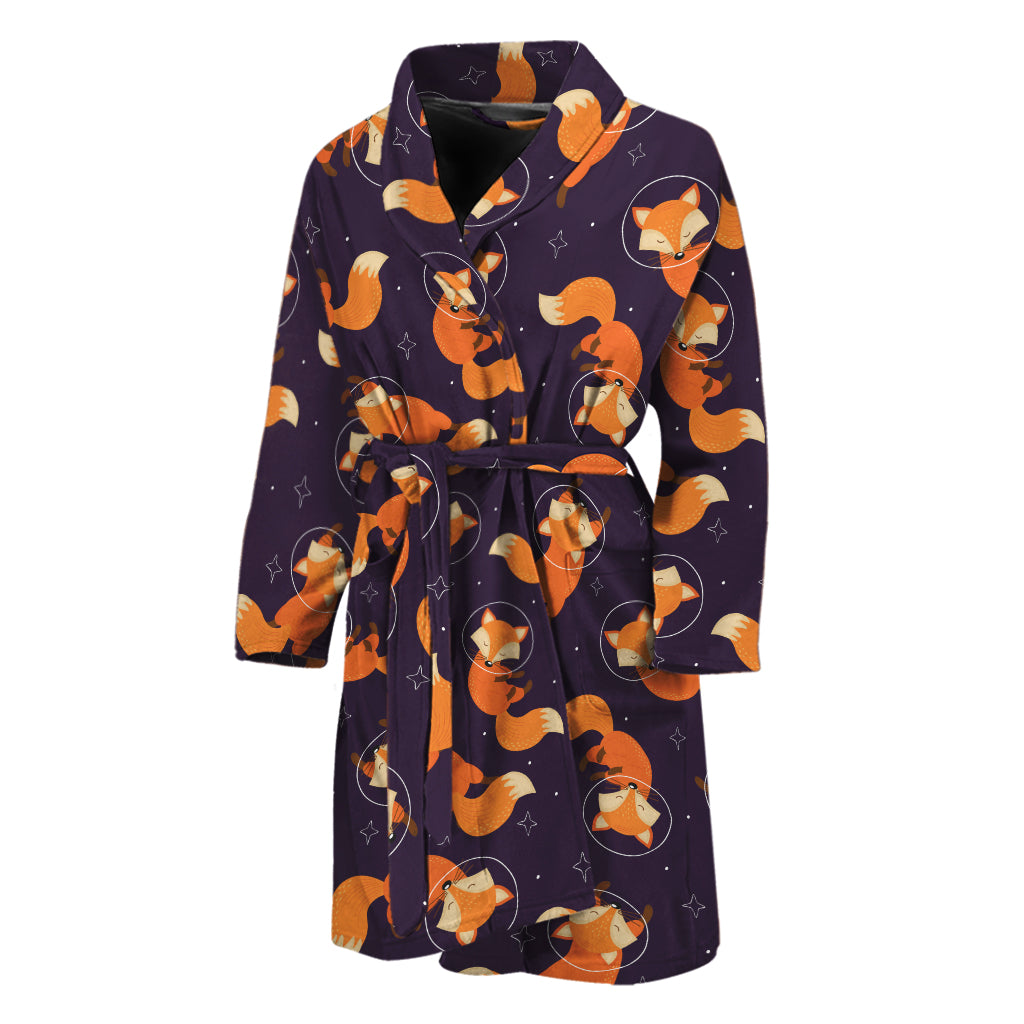 Space Fox Pattern Print Men's Bathrobe