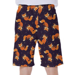 Space Fox Pattern Print Men's Beach Shorts