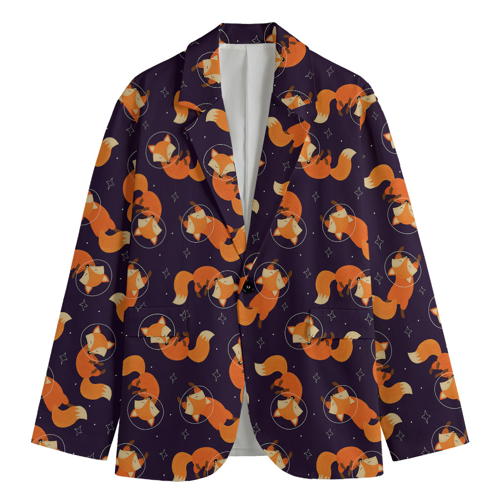 Space Fox Pattern Print Men's Blazer