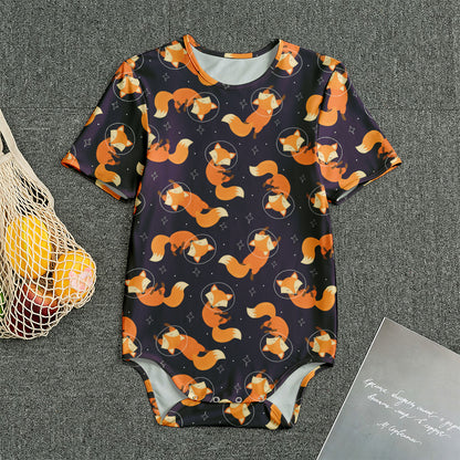 Space Fox Pattern Print Men's Bodysuit