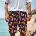 Space Fox Pattern Print Men's Cargo Shorts