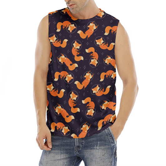 Space Fox Pattern Print Men's Fitness Tank Top