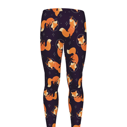 Space Fox Pattern Print Men's leggings