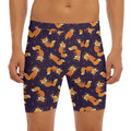 Space Fox Pattern Print Men's Long Boxer Briefs