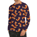 Space Fox Pattern Print Men's Long Sleeve Rash Guard
