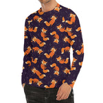 Space Fox Pattern Print Men's Long Sleeve Rash Guard