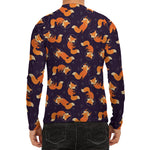 Space Fox Pattern Print Men's Long Sleeve Rash Guard