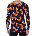 Space Fox Pattern Print Men's Long Sleeve T-Shirt
