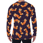 Space Fox Pattern Print Men's Long Sleeve T-Shirt