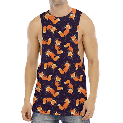 Space Fox Pattern Print Men's Muscle Tank Top