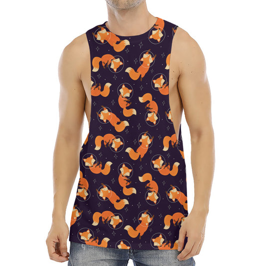 Space Fox Pattern Print Men's Muscle Tank Top