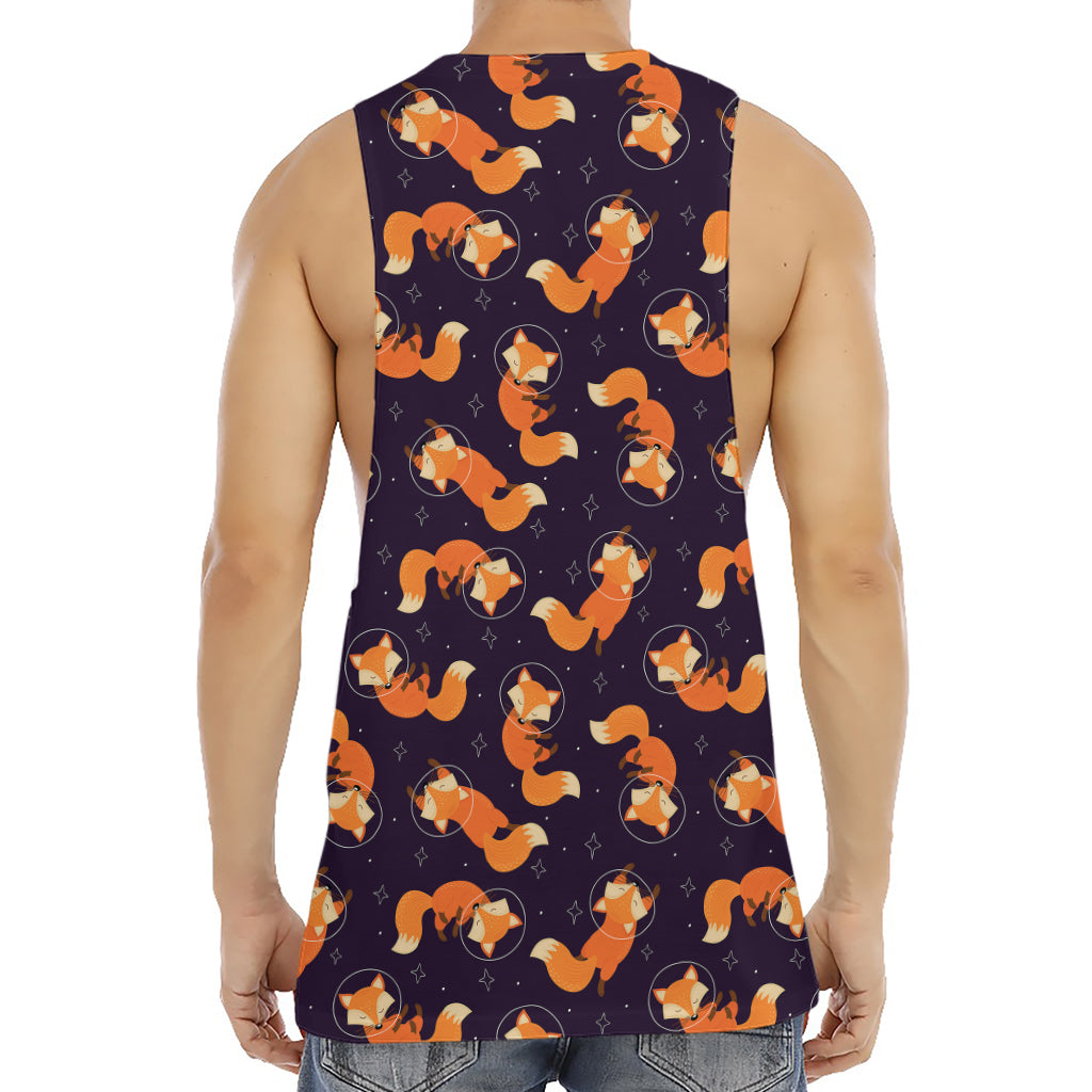 Space Fox Pattern Print Men's Muscle Tank Top