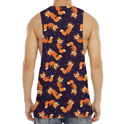 Space Fox Pattern Print Men's Muscle Tank Top
