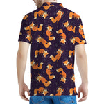 Space Fox Pattern Print Men's Polo Shirt