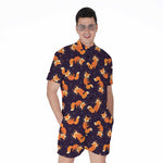 Space Fox Pattern Print Men's Rompers
