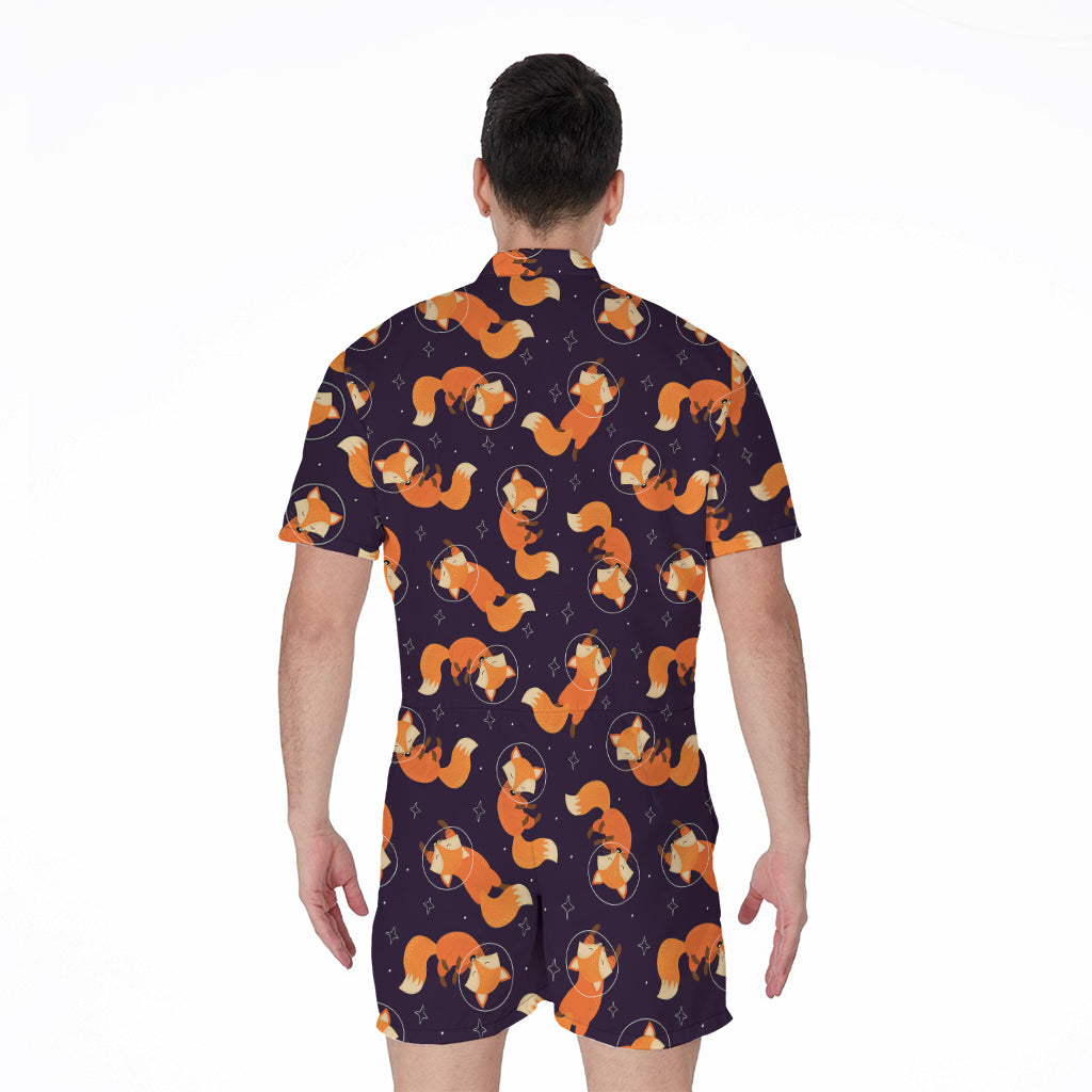 Space Fox Pattern Print Men's Rompers