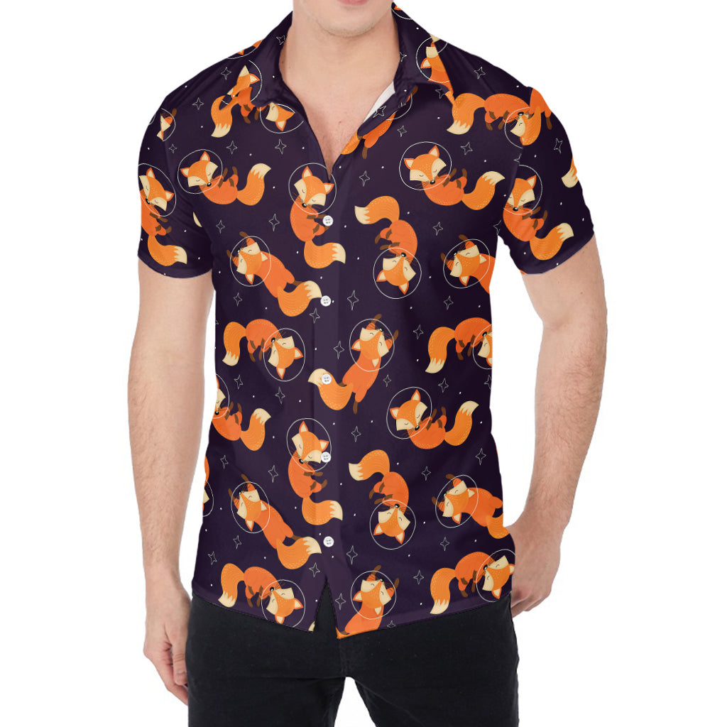 Space Fox Pattern Print Men's Shirt