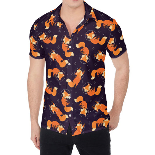 Space Fox Pattern Print Men's Shirt