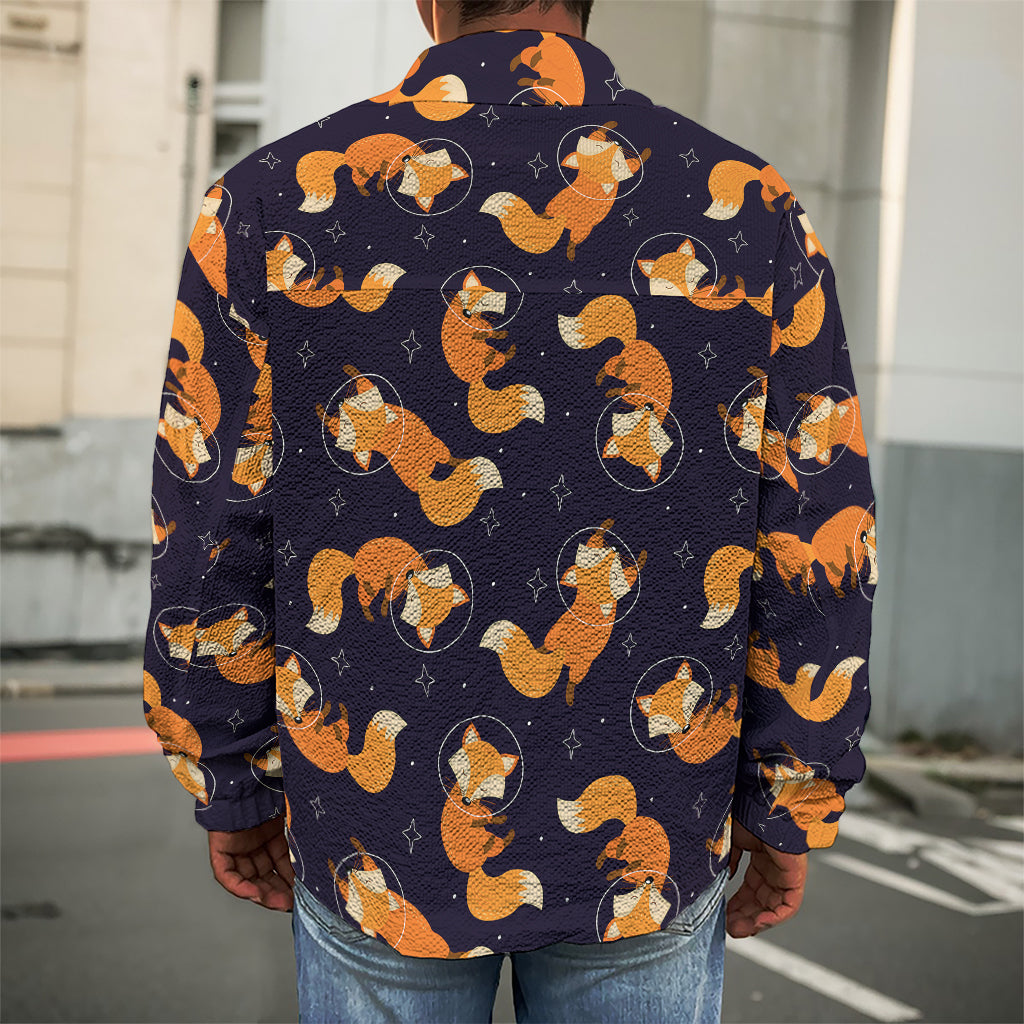 Space Fox Pattern Print Men's Shirt Jacket