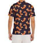 Space Fox Pattern Print Men's Short Sleeve Rash Guard