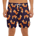 Space Fox Pattern Print Men's Split Running Shorts