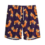 Space Fox Pattern Print Men's Sports Shorts