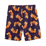 Space Fox Pattern Print Men's Sports Shorts