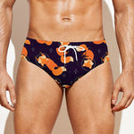 Space Fox Pattern Print Men's Swim Briefs