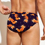 Space Fox Pattern Print Men's Swim Briefs