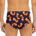 Space Fox Pattern Print Men's Triangle Swim Briefs