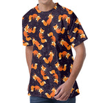 Space Fox Pattern Print Men's Velvet T-Shirt