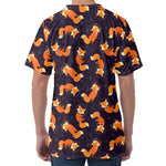 Space Fox Pattern Print Men's Velvet T-Shirt